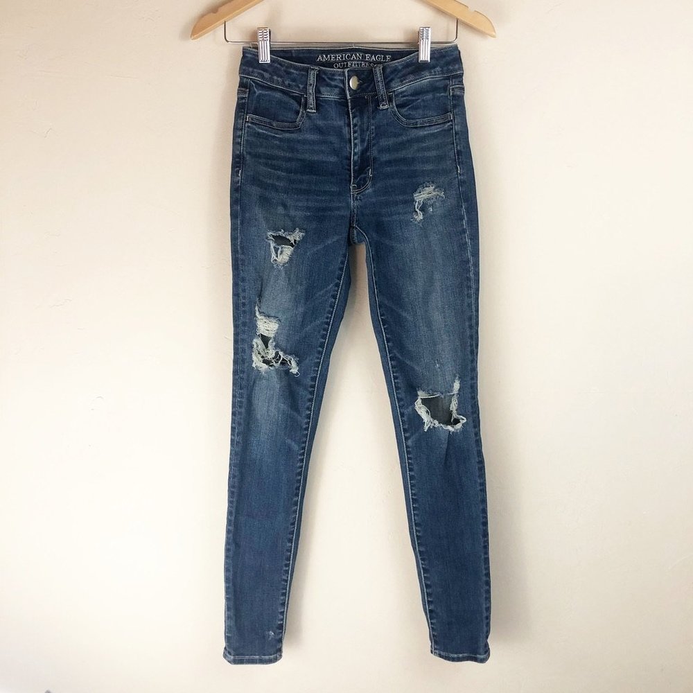 American Eagle Hi-Rise Distressed Skinny Jeans